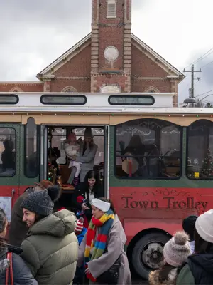 Crowd gathered outside Town Trolley