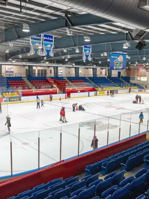 Up high photo of people skating at Iroquois 