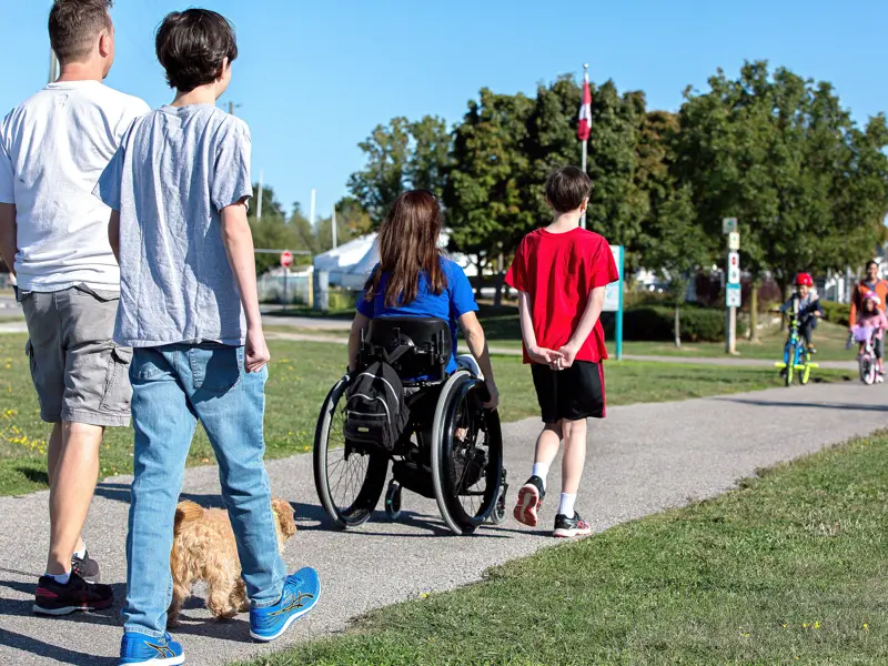 Family out on the waterfront trail